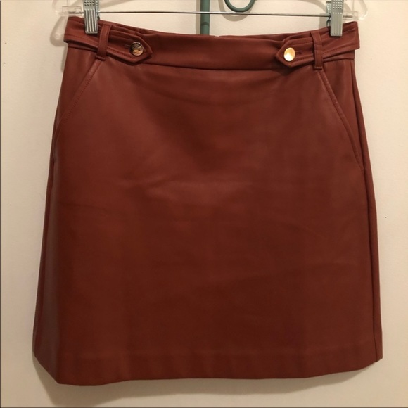 LOFT Rust Faux Leather Skirt - Picture 3 of 8
